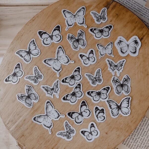 MARIPOSAS NEGRAS STICKERS 26 PIEZAS