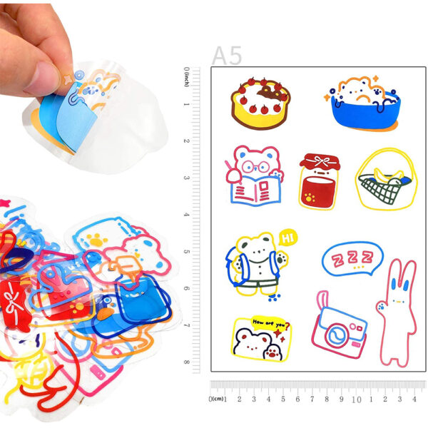 SET STICKERS TRANSPARENTES CUTE BEAR SNACK SHOP X40