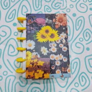 CUADERNO DE DISCOS A6 LLANAS - FLORES AMARILLAS