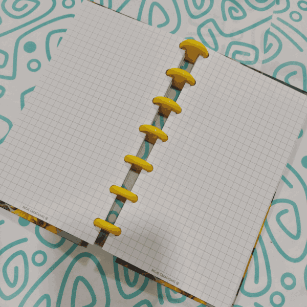 CUADERNO DE DISCOS A6 CUADROS - FLORES AMARILLAS - Imagen 2