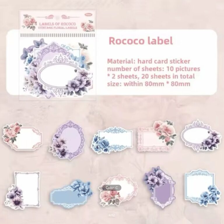Rococo Flower Sticker STICKERS LABELS ROCOCO - Tulipan Azul Paper Garden