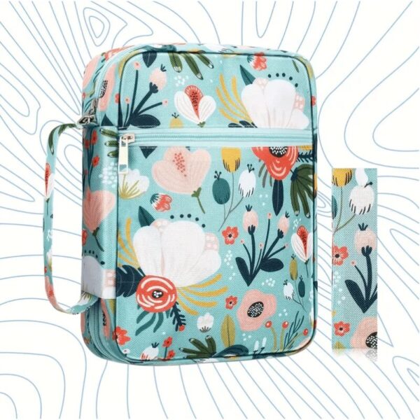 FORRO PARA LIBRO MALETIN - CELESTE FLORAL