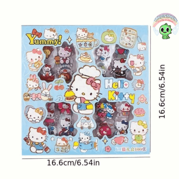 SET X100 LAMINAS DE STICKERS HELLO KITTY - Imagen 3