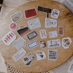 SET JUNK JORNAL FRASES X22  PIEZAS STICKERS