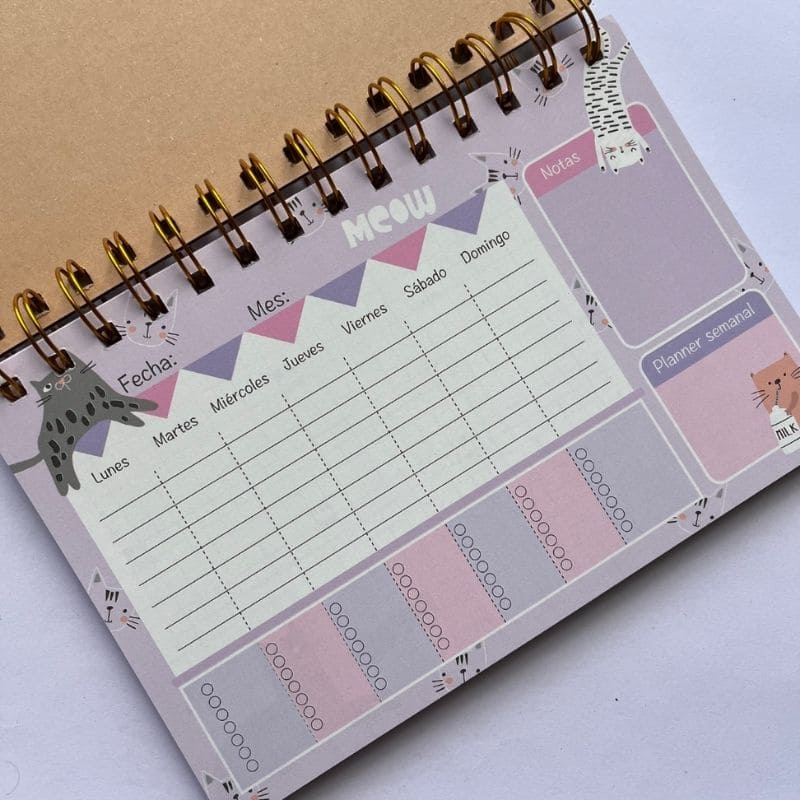 COMBO PLANNER GATITOS - MORADO - Imagen 2