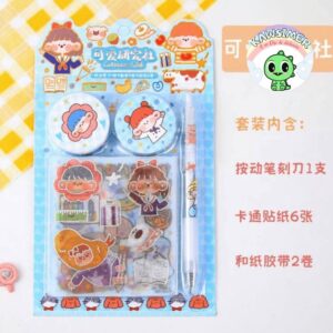 KIT STICKERS + WASHI TAPE + BOLÍGRAFO CUTER