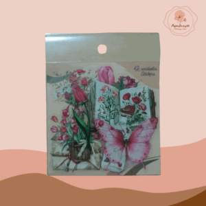 STICKERS PET FLORES ROSA/12 UNIDS