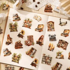 STICKERS LIBRERIA Y ESTANTES X 40PCS