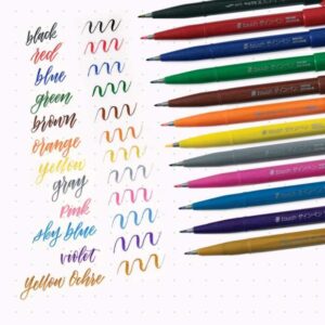 Pentel Brush Sign Pen – Caja de 12 unidades (colores clásicos)