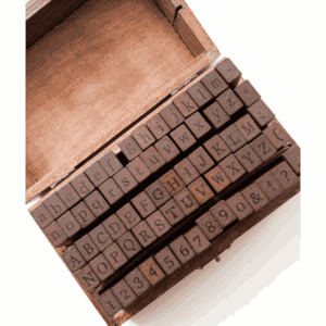 Caja de sellos alfabeto – 70 unidades